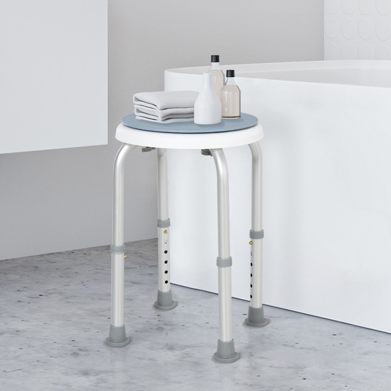 Shower Seat 360 Swivel Adjustable Height w/ Aluminium Frame Non-Slip Feet Chair Safe Support Home Assistance