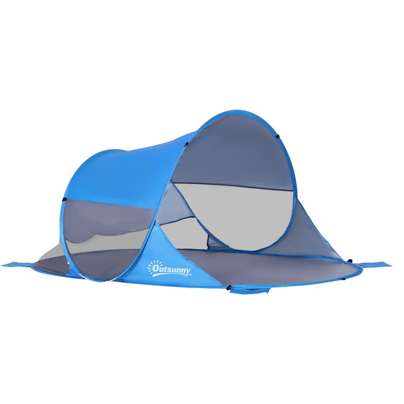 1-2 Person Pop up Tent Beach Tent Hiking UV 30+ Protection Patio Sun Shelter Portable Automatic – Blue