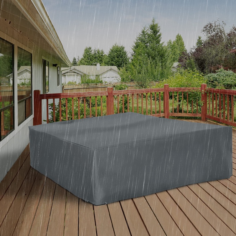 Oxford Patio Garden Furniture Dining Table Chair Set Cover Water Protector Waterproof Anti-UV 275L x205W x 90Hcm  Grey