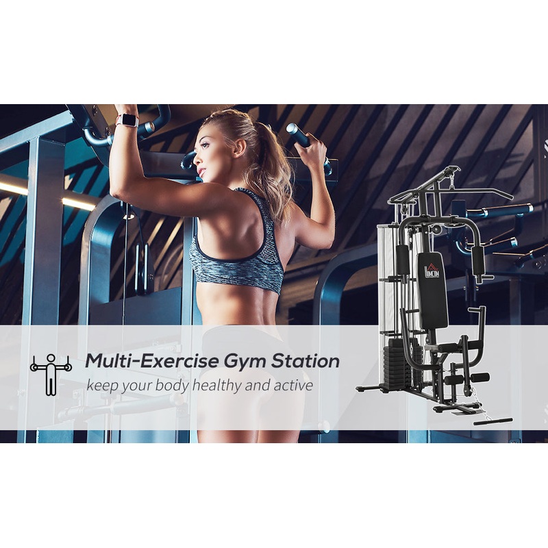 Multi-Exercise Gym Station, with 45kg Weight Stack, for Full Body Workout