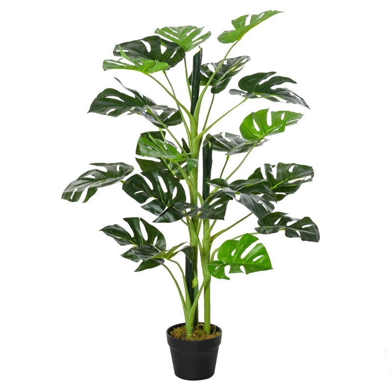 100cm/3.3FT Artificial Monstera Tree Decorative Cheese Plant 21 Leaves with Nursery Pot, Fake Tropical Palm Tree for Indoor Outdoor Dcor