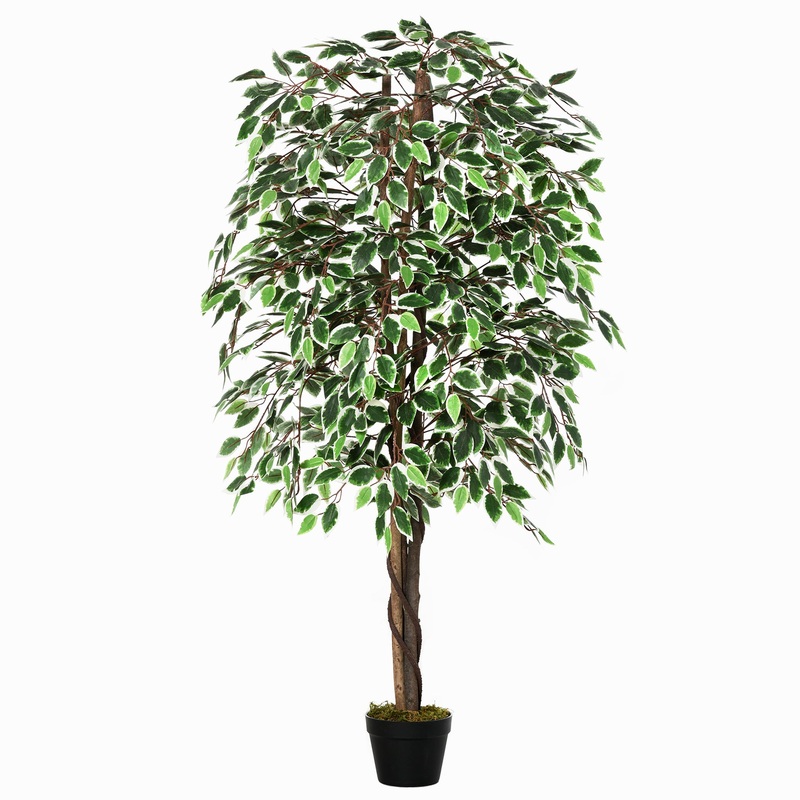 160cm/5.2FT Artificial Ficus Silk Tree with Nursery Pot, Decorative Fake Plant, for Indoor Outdoor Dcor