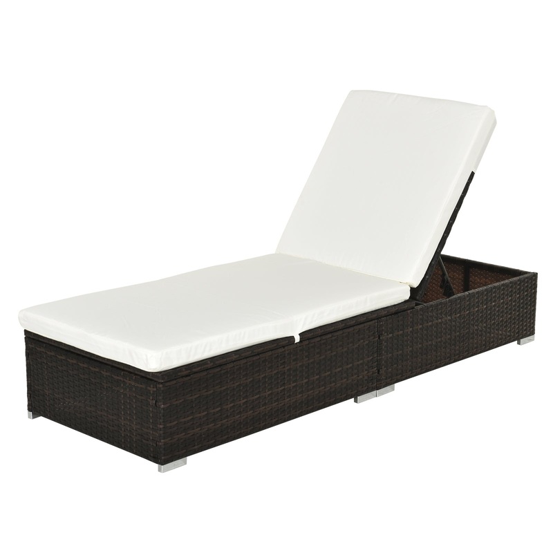 Rattan Reclining Lounger Garden Furniture Sun Lounger Bed Chair Reclining Patio Wicker Brown