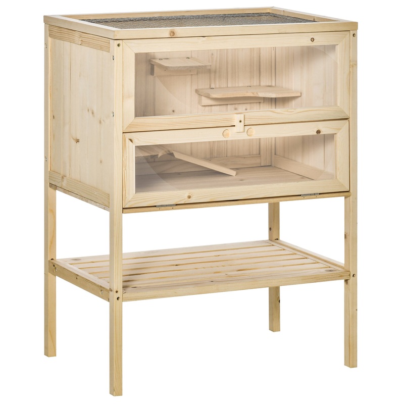 3 Tiers Wooden Hamster Cage Fir Wood Mouse Guinea Rodent Mice House Pet Play Small Animals 60L40W80H cm