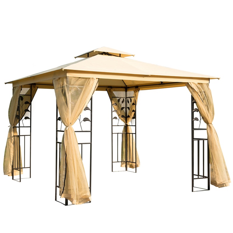 3×3 m Double Top Gazebo-Beige