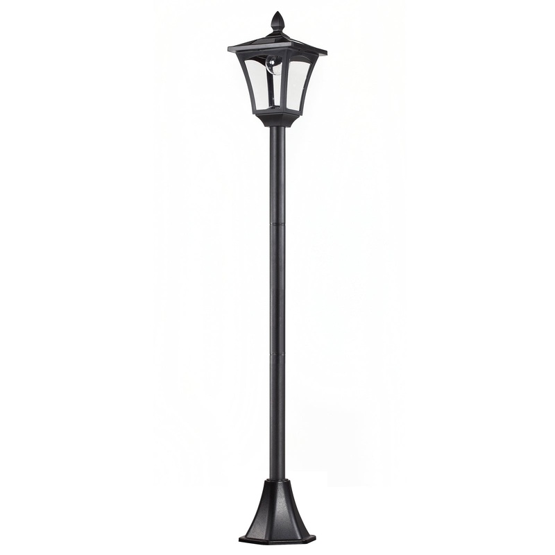 Outdoor Solar Powered Post Lamp Sensor Dimmable LED Lantern Bollard Pathway 1.6M Tall  Black
