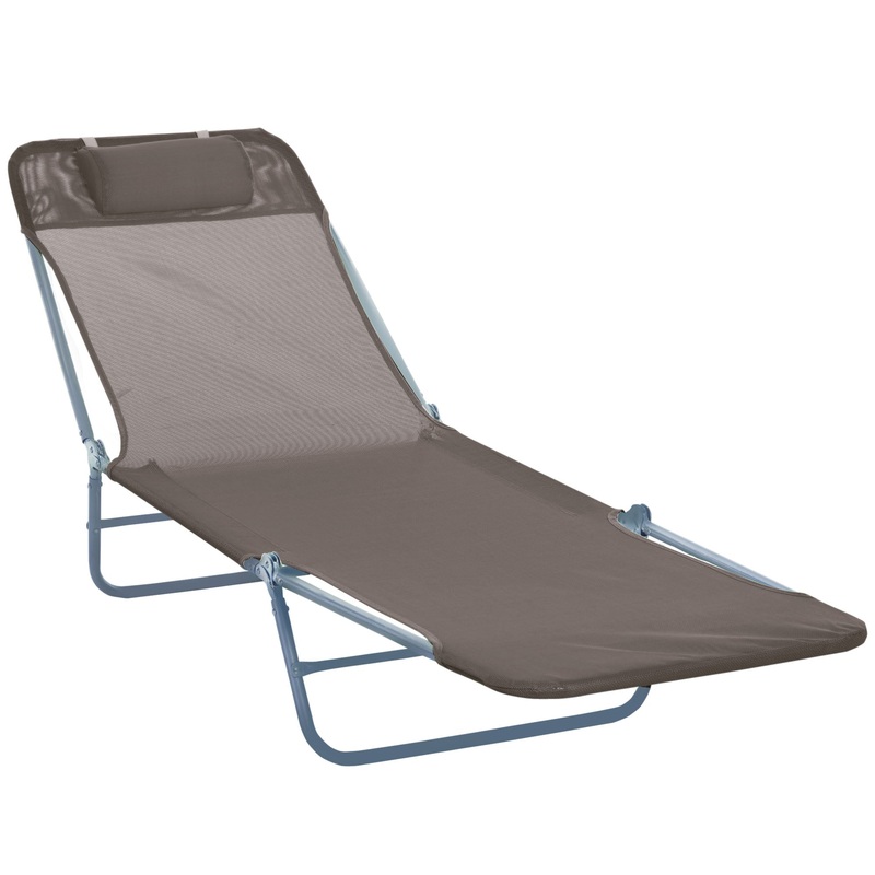 Sun Bed Chair Garden Lounger Recliner Adjustable Back Relaxer Chair Furniture – Coffee