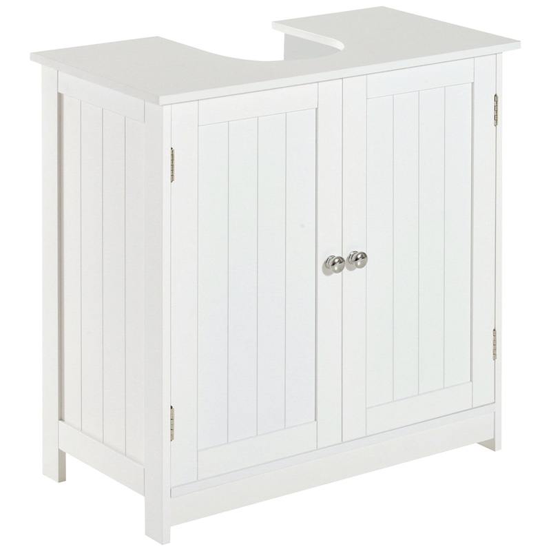Under Sink Bathroom Storage Cabinet 2 Layers Vanity Unit Wooden – White