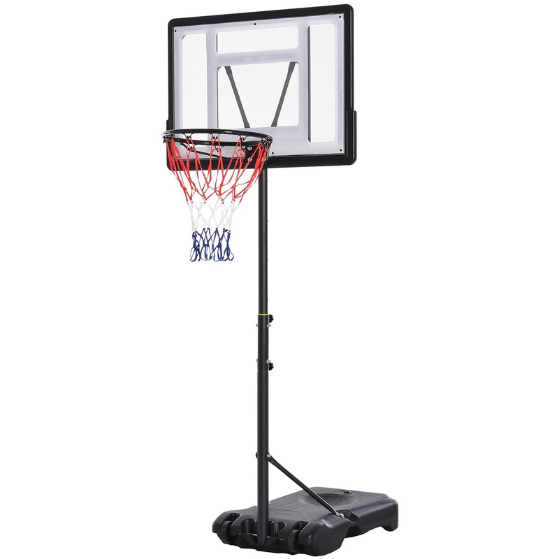 1.55-2.1m Basketball Hoop and Stand w/ Fillable Base, Wheels – Black