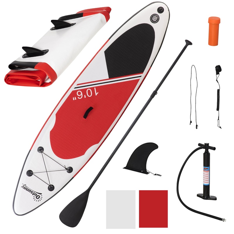 10Ft Inflatable Stand Up Board Non-Slip Deck Board w/ Paddle Carry Bag