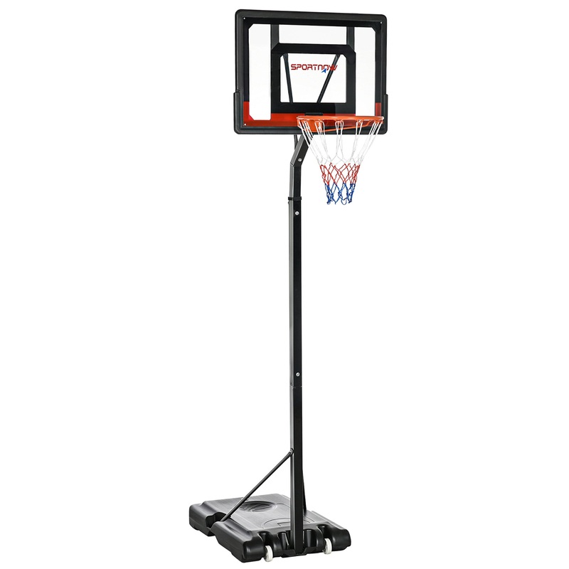 2.6-3.1m Basketball Hoop and Stand w/ Weighted Base, Wheels, Black