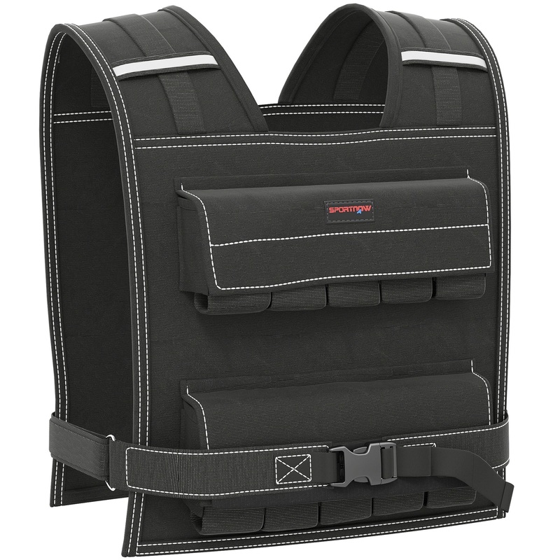 20KG Adjustable Weighted Vest with 20 Metal Weights, Running Weight Vest