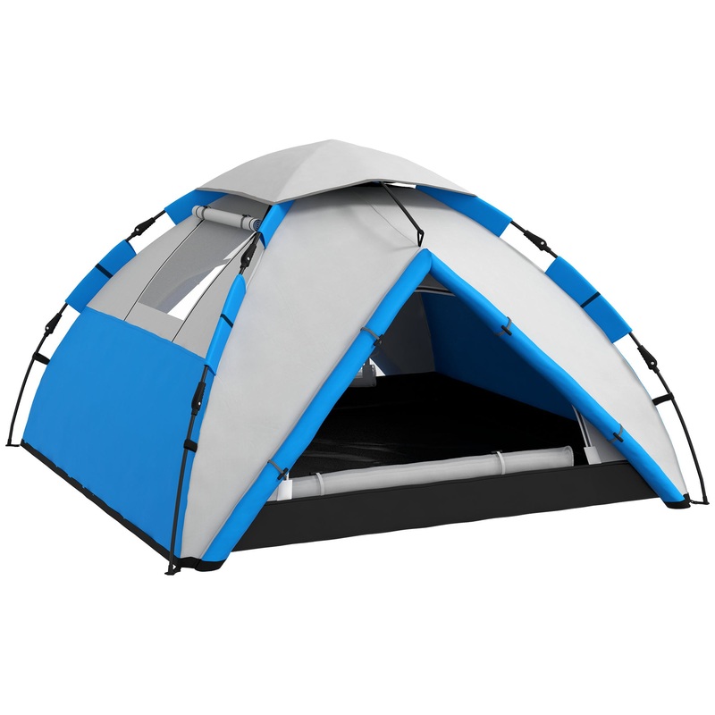 3-4 Man Camping Tent Portable with Bag, Quick Setup, Blue