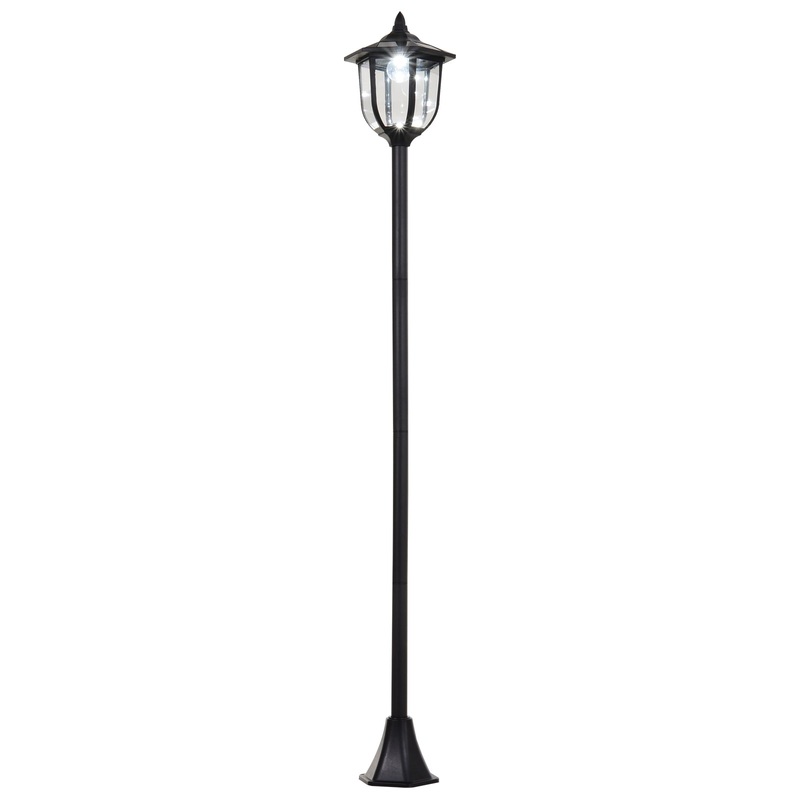 1.77m Tall Free-Standing ABS Garden Solar LED Lamp Post Black