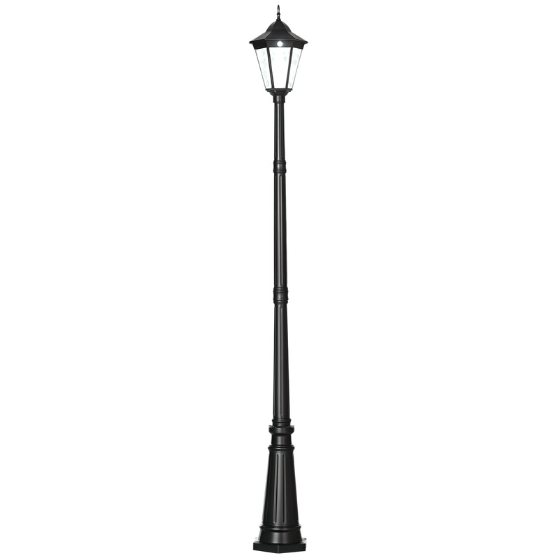 2.4m Garden Lamp Post Light LED Solar Powered Patio Path Lighting Lamp