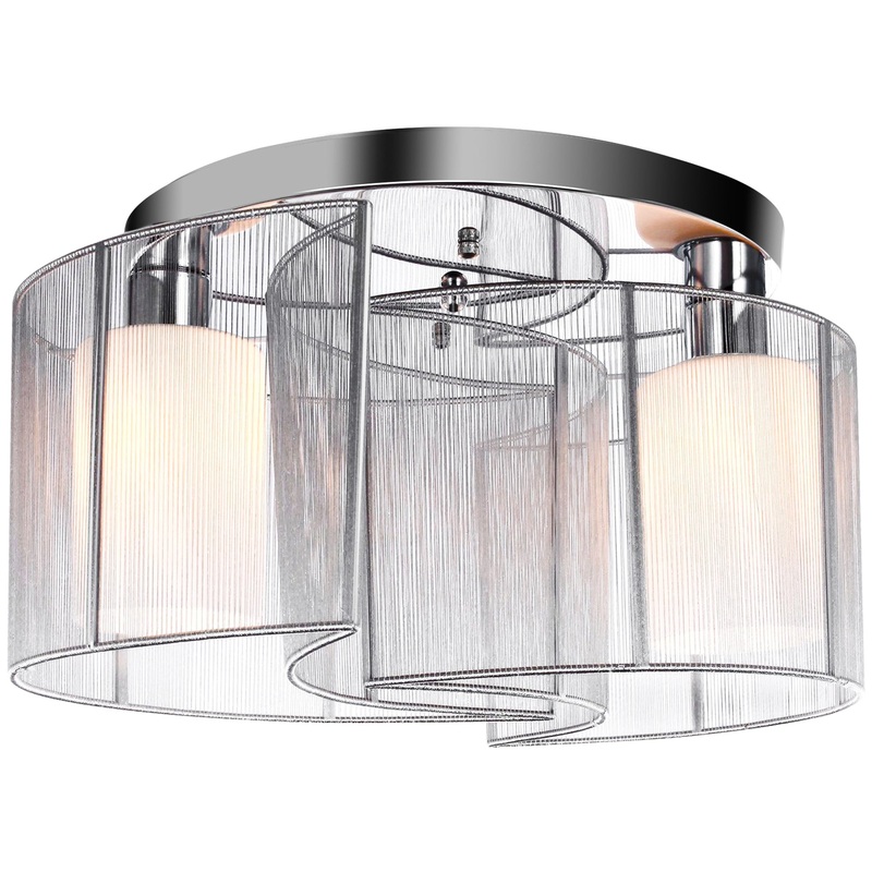 Semi-Flush Mount Ceiling Light w/ Metal Base for Living Room Dining Room
