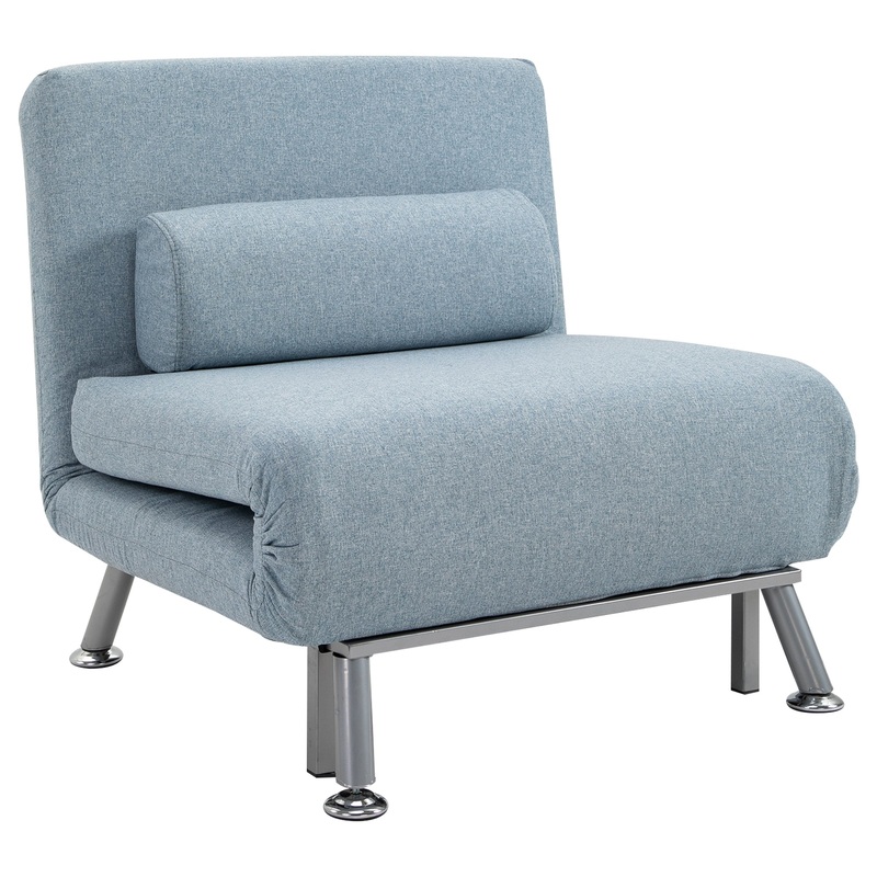 Single Sofa Bed Sleeper Foldable Portable Pillow Lounge Couch Living Room Furniture – Blue