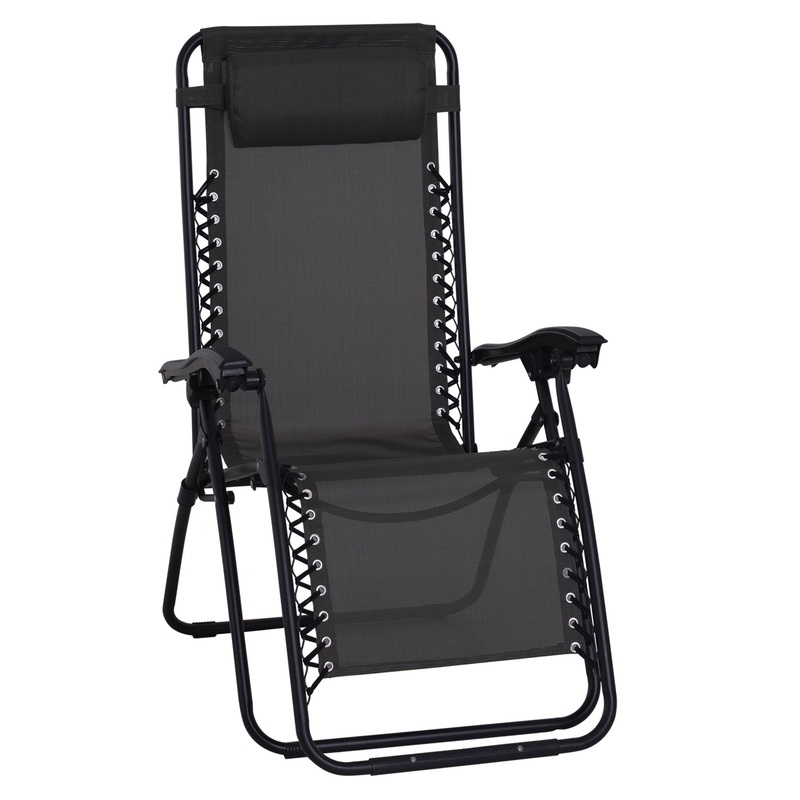 Zero Gravity Chair Metal Frame Armchair Outdoor Folding & Reclining Sun Lounger with Head Pillow for Patio Decking Gardens Camping, Beige