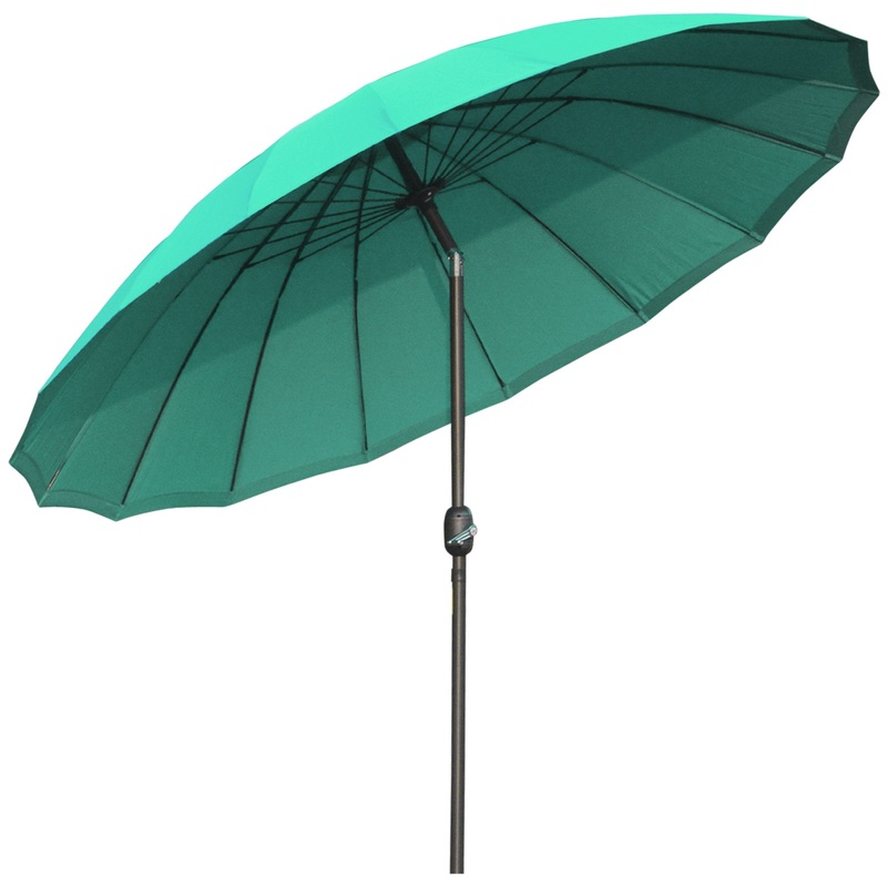 Patio Parasol Umbrella Outdoor Market Table Parasol with Push Button Tilt Crank and Sturdy Ribs for Garden Lawn Backyard Pool Green