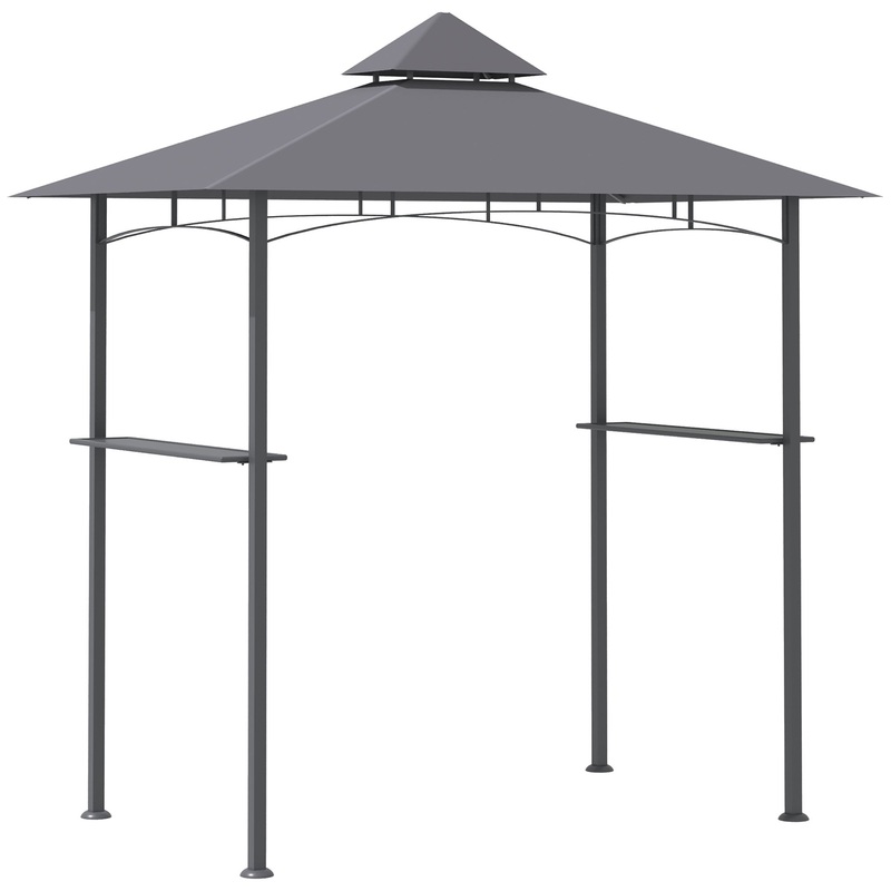2.5M (8ft) New Double-Tier BBQ Gazebo Grill Canopy Barbecue Tent Shelter Patio Deck Cover – Grey