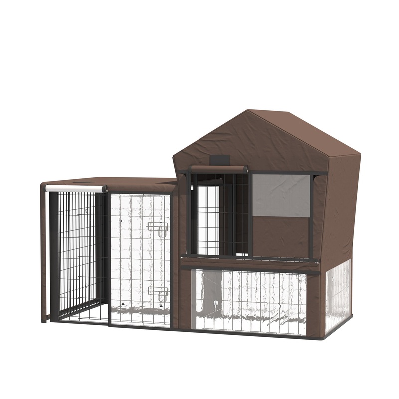 Rabbit Hutch Cover, Water-Resistant Pets Cage Protector, Breathable Guinea Pig Cage Cover – Brown