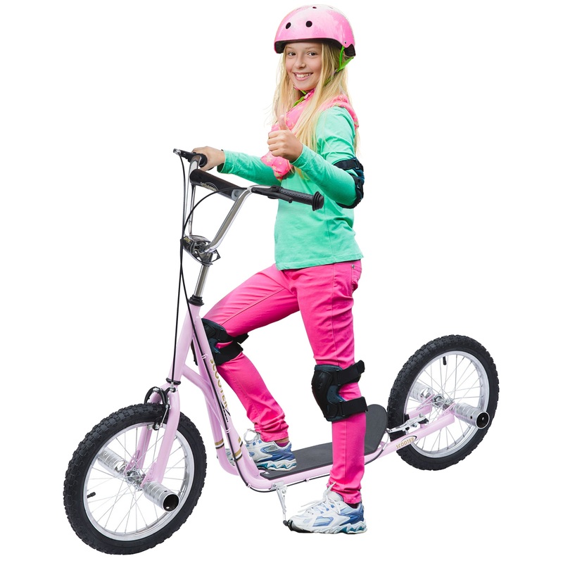Youth Scooter Adult Teen Push Scooter Kids Children Stunt Scooter Bike Bicycle Ride On 16 Pneumatic Tyres , Pink