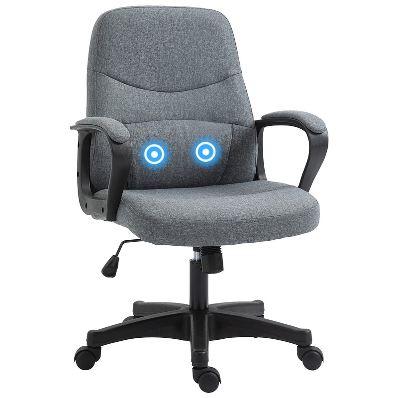 Office Chair with Massager Lumbar High Back Ergonomic Support Office 360 Swivel Chairs Adjustable Height Backrest Grey