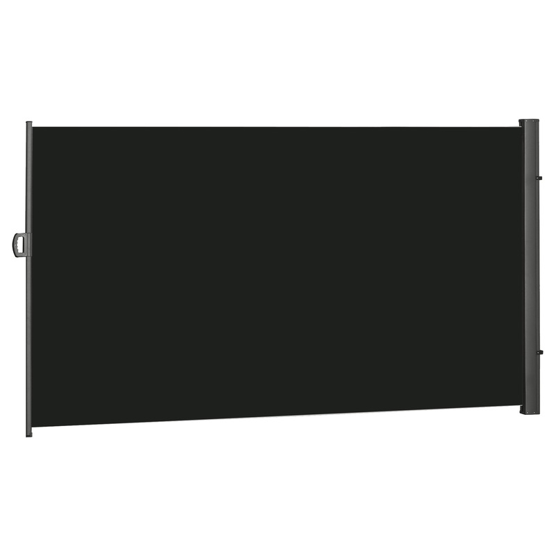 3 x 2m Retractable Sun Side Awning Screen Fence Patio Garden Wall Balcony Screening Panel Outdoor Blind Privacy Divider, Black