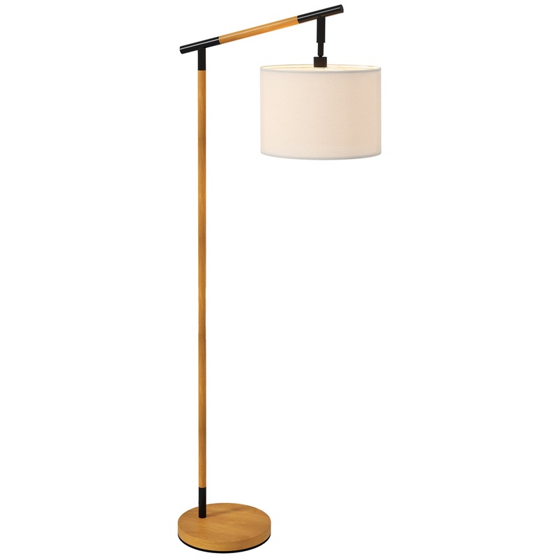 Modern Floor Lamp with 350 Rotating Lampshade, for Living Room and Bedroom, LED Bulb Included, Brown
