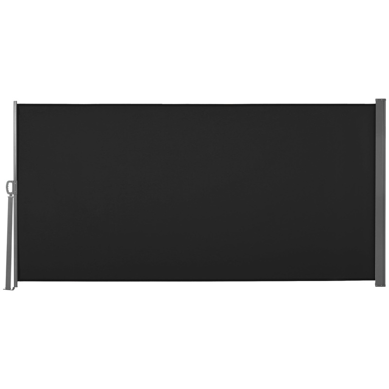 Retractable Side Awning Screen Fence Patio Garden Wall Balcony Screening Panel Outdoor Blind Privacy Divider (3×1.6M, Black)