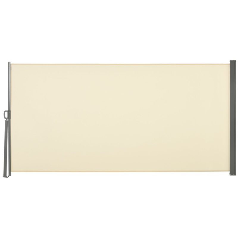 Retractable Sun Side Awning Screen Fence Patio Garden Wall Balcony Screening Panel Outdoor Blind Privacy Divider (3×1.6M, Cream White)