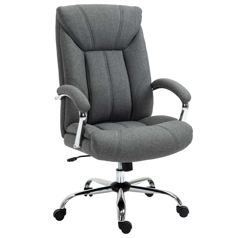 Swivel Desk Chair with Linen FabricStudy Task Chair for Home Office, Adjustable Height, Armrests, Swivel Wheels, Grey
