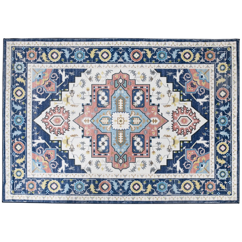 Vintage Persian Rugs, Boho Bohemian Area Rugs Large Carpet for Living Room, Bedroom, Dining Room, 160×230 cm, Blue