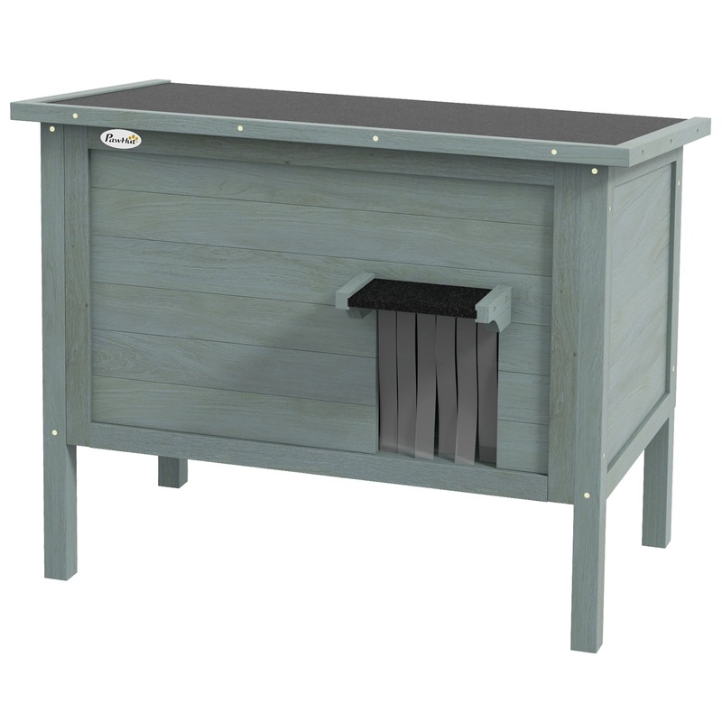 Outdoor Cat House Wooden Insulated with Removable Floor, Waterproof Openable Roof – Charcoal Grey