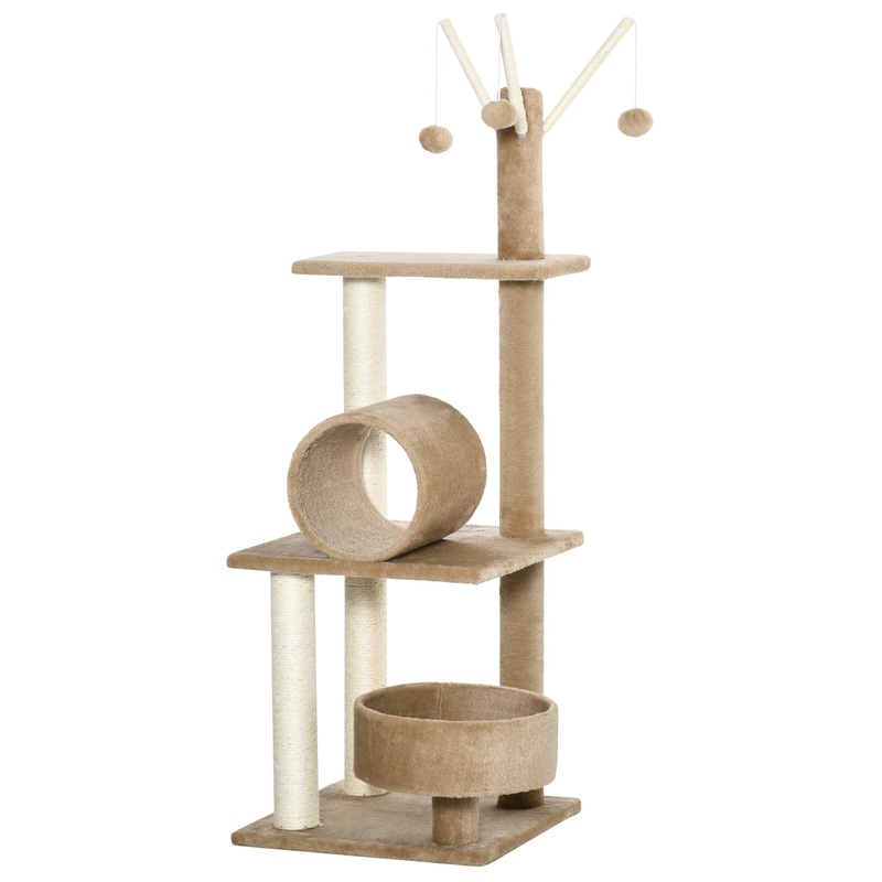121cm Cat Tree Tower w/Sisal Scratching Posts Bed Tunnel Perch Brown