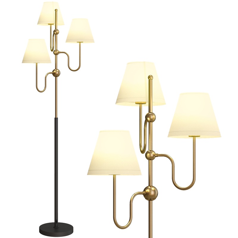 3-Light Floor Lamp, 165 cm Tall Standing Lamp with Foot Switch