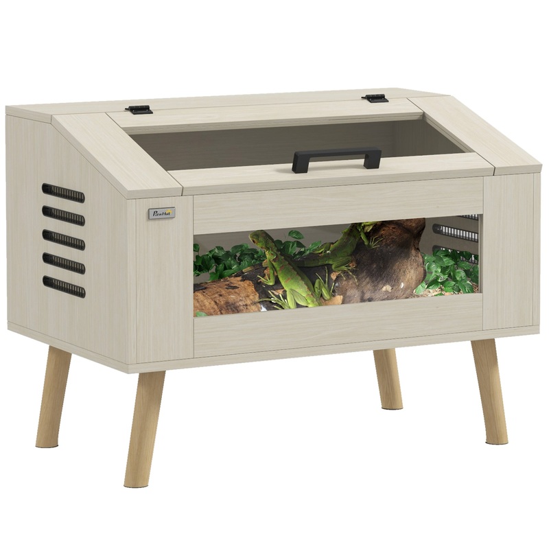 Reptile Terrarium, 111L Snake Vivarium with Tempered Glass Windows