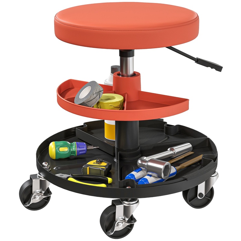 Rolling Mechanic Stool, 135kg Capacity Workshop Stool, Yellow