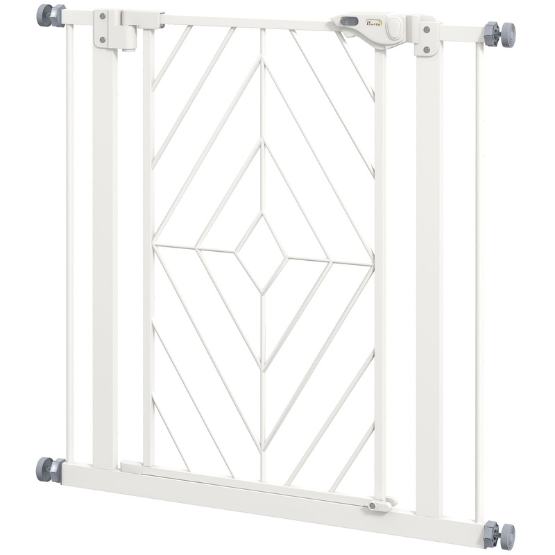 Pressure Fit Stair Gate, Dog Gate, with Auto Closing Door, Double Locking, Easy Installation, Openings 74-80cm – White