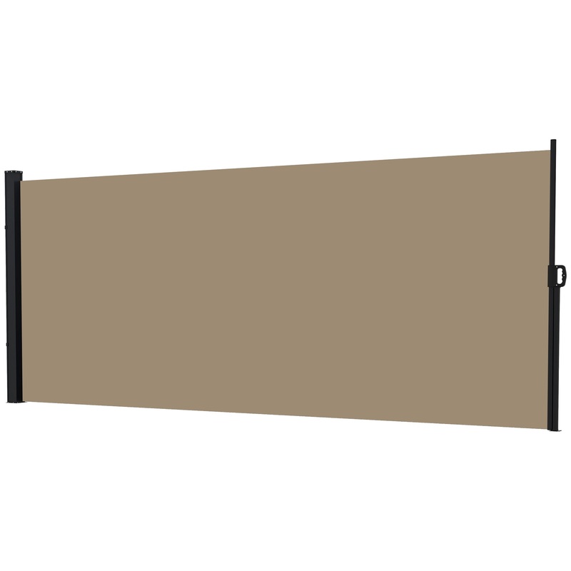 Retractable Side Awning, Outdoor Privacy Screen for Garden, Hot Tub, Balcony, Terrace, Pool, 400 x 180cm, Khaki