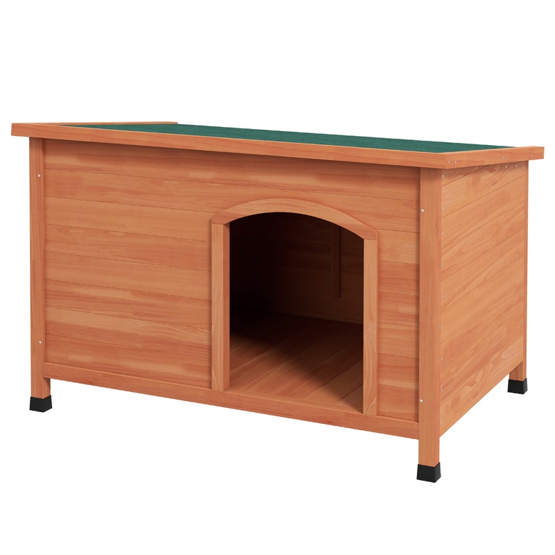 Wooden Dog Kennel, Outdoor Pet House, with Removable Floor, Openable Roof, Water-Resistant Paint – Natural Wood Tone