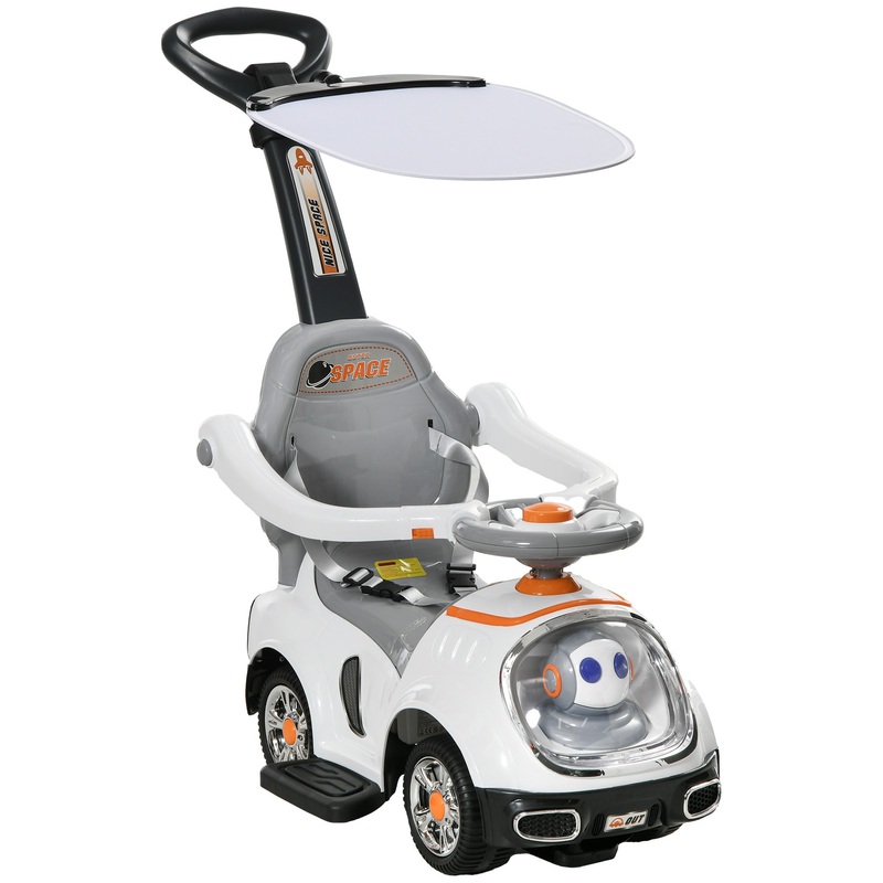 3 in 1 Ride on Push Car, Cartoon Robot Foot to Floor Slider – White