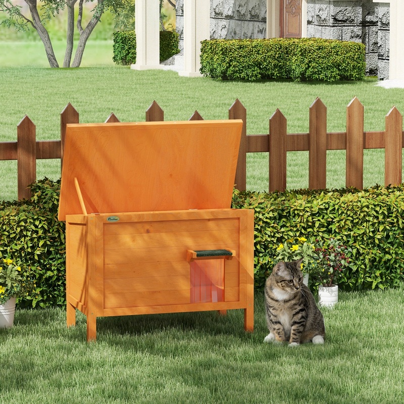 Outdoor Feral Cat House Insulated w/ Openable Roof – Orange