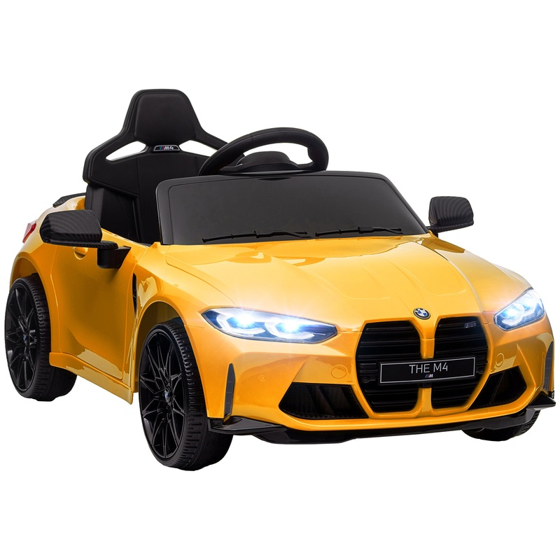 12V BMW M4 Licensed Kids Electric Car w/ Remote, Suspension – Yellow