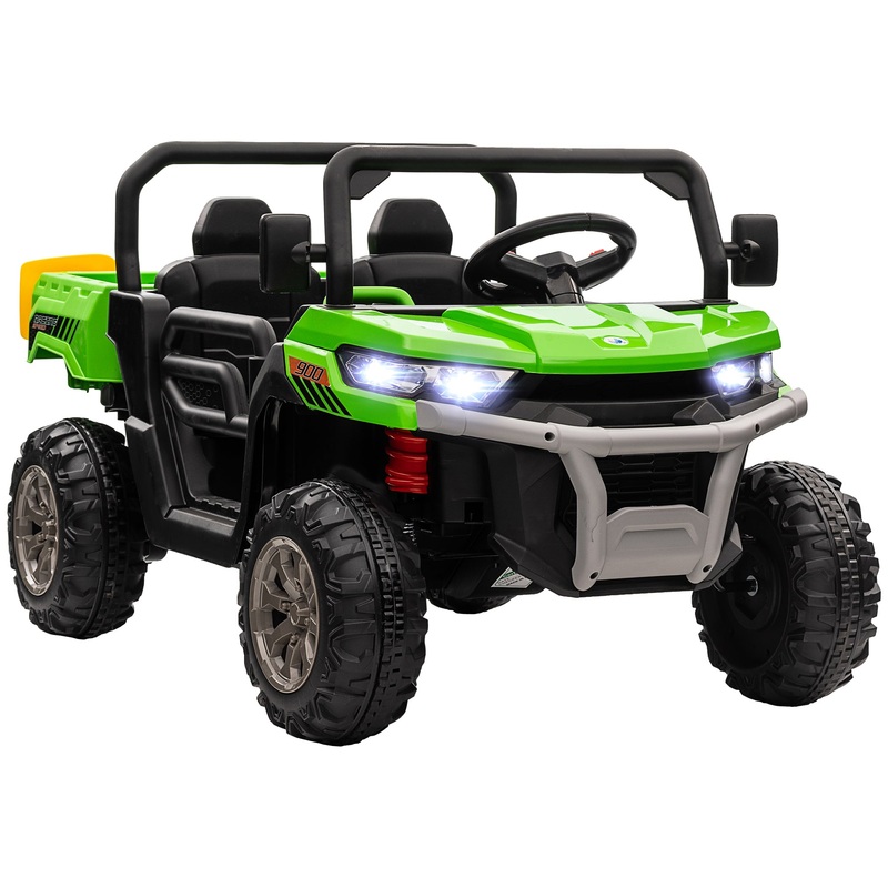 12V Two-Seater Kids Electric Ride-On Car w/ Electric Bucket – Green
