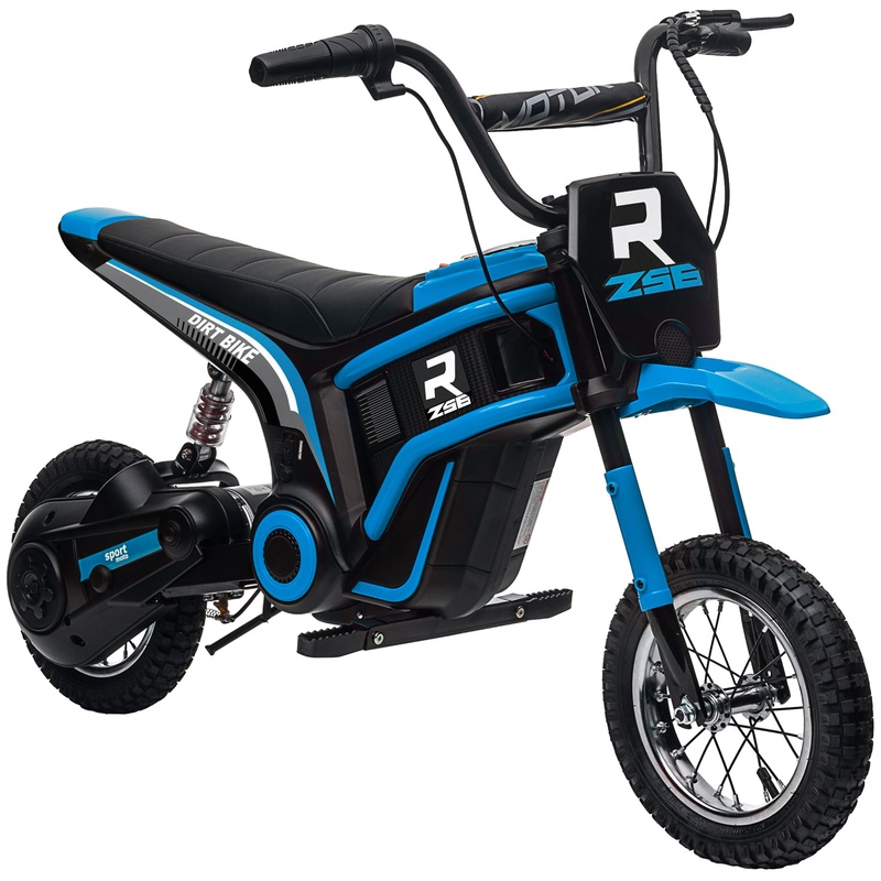 24V Kids Electric Motorbike with Twist Grip Throttle, Music, Horn – Blue