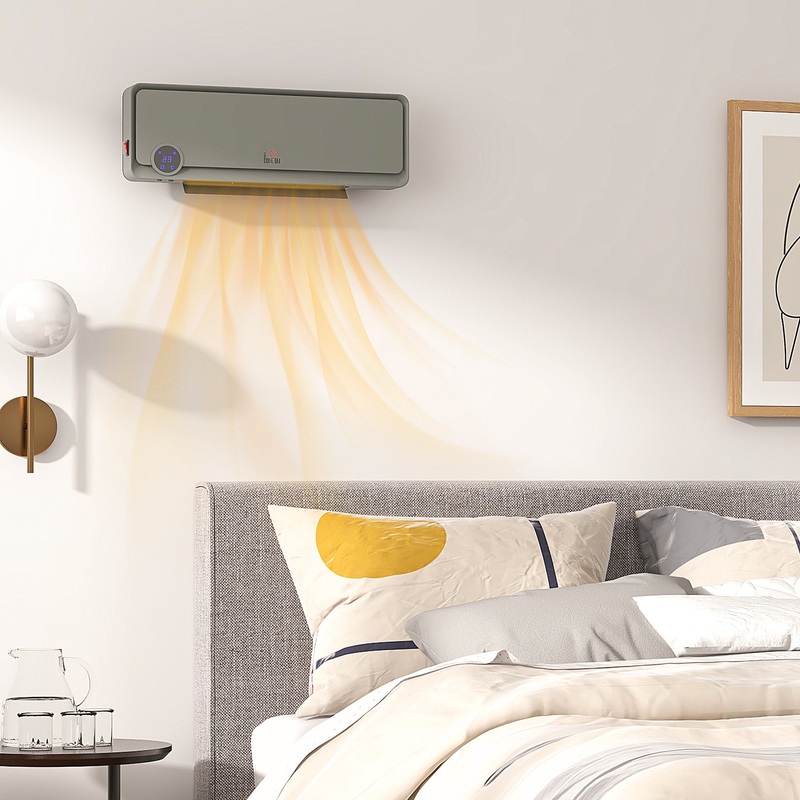 1000W/2000W Wall Downflow Heater 10-49C Temperature w/ Timer Remote