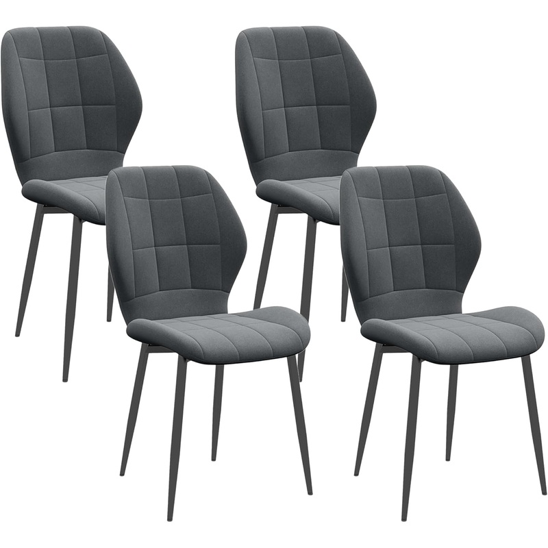 Set of Four Flannel Relaxed Tub Dining Chairs – Grey