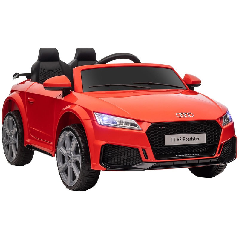 12V Battery Licensed Audi TT RS Ride-On Car w/ Remote, Headlight – Red