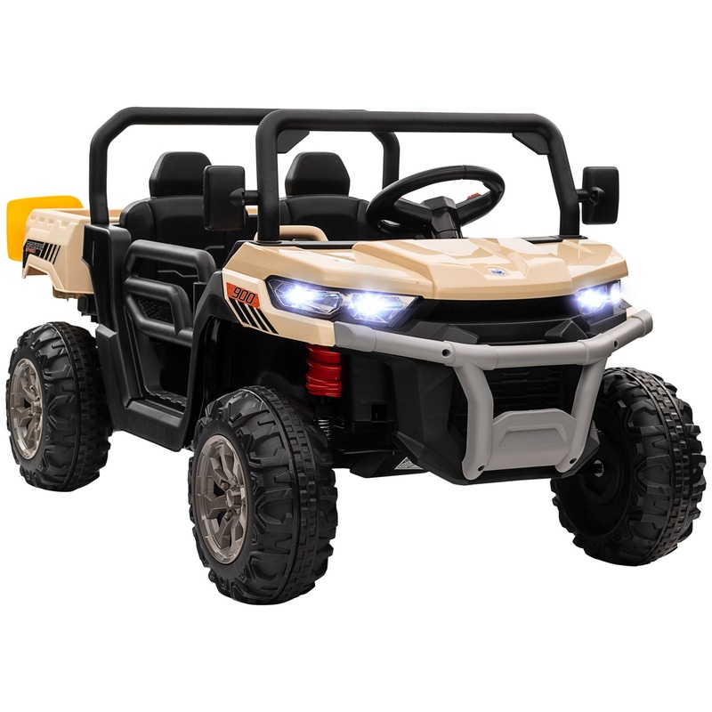 12V Two-Seater Kids Electric Ride-On Car w/ Electric Bucket – Yellow